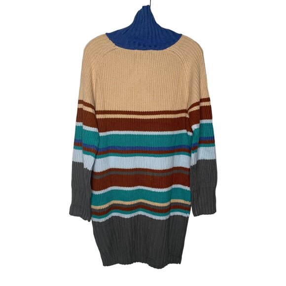 SIMPLEE Multicolor Striped Mock-Neck Women's Tunic Sweater NWT Size Medium - Picture 7 of 8
